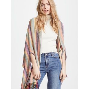 Madewell Peacock Stripe Silk Noil Cape Scarf